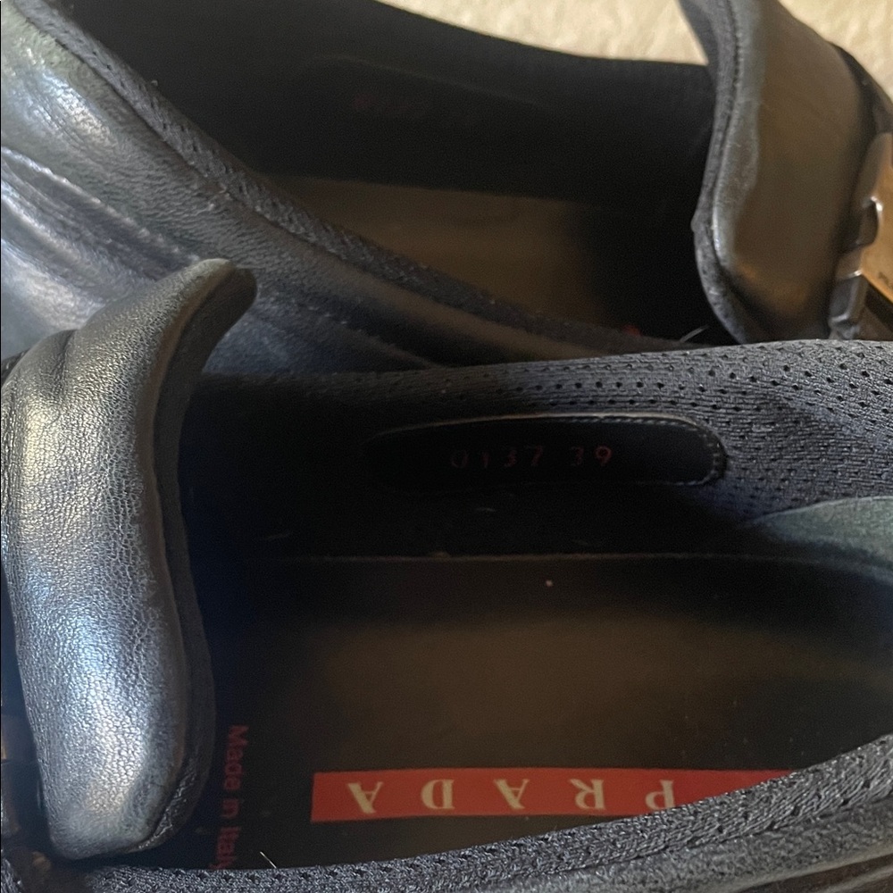 Prada Black Leather Loafers size 39 - Picture 5 of 10